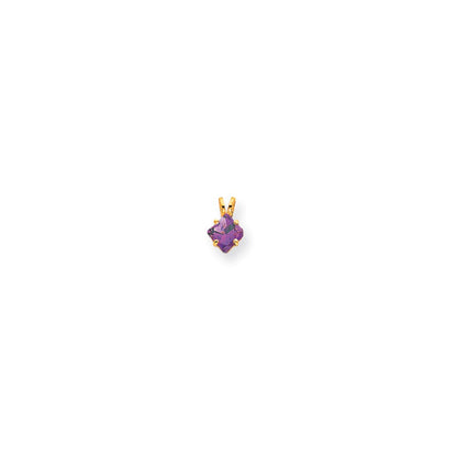 14K Gelbgold Anhänger mit 5 mm Amethyst im Prinzessschliff