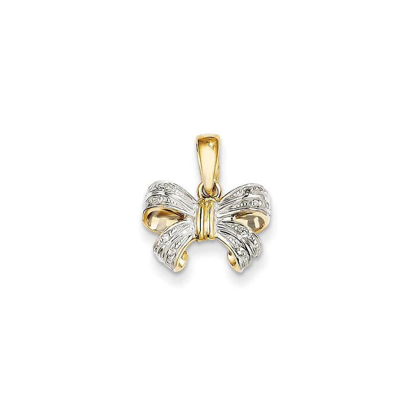 14K Gelbgold Echter Diamant-Schleifenanhänger