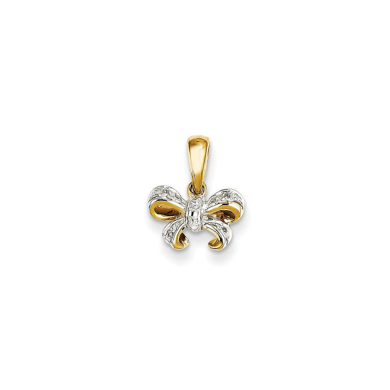 14K Gelbgold Diamant-Schleifenanhänger, echter Diamant