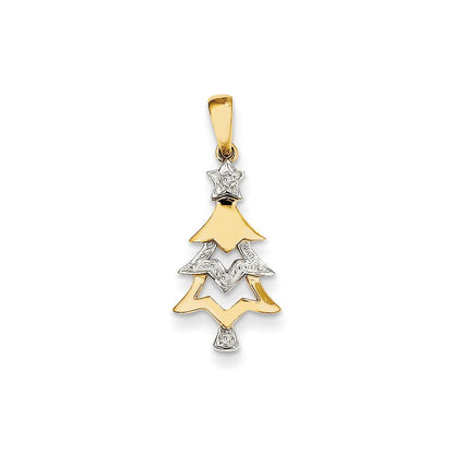 14K Gelbgold Anhänger Weihnachtsbaum mit echten Diamanten