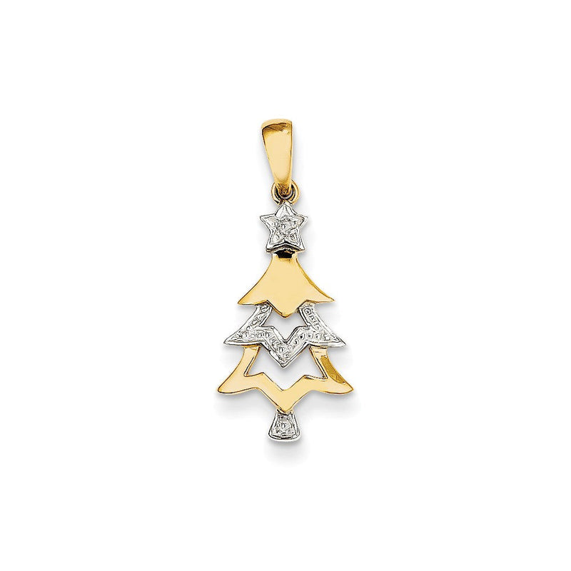 14K Gelbgold Anhänger Weihnachtsbaum mit echten Diamanten