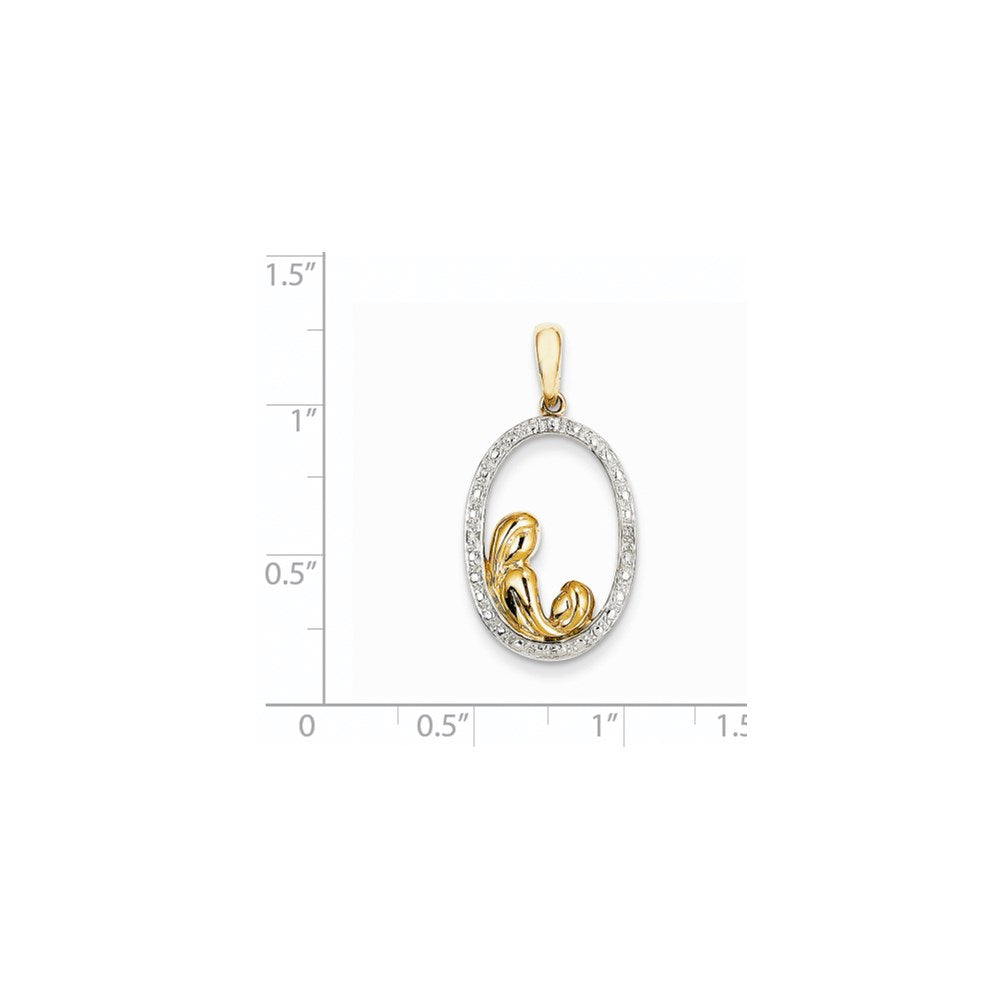 14K Gelbgold Diamant Mutter-und-Kind-Anhänger