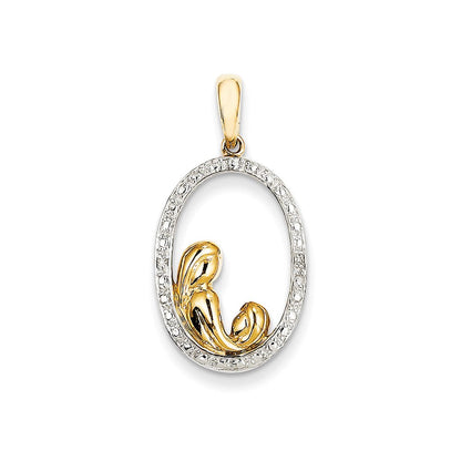 14K Gelbgold Diamant Mutter-und-Kind-Anhänger