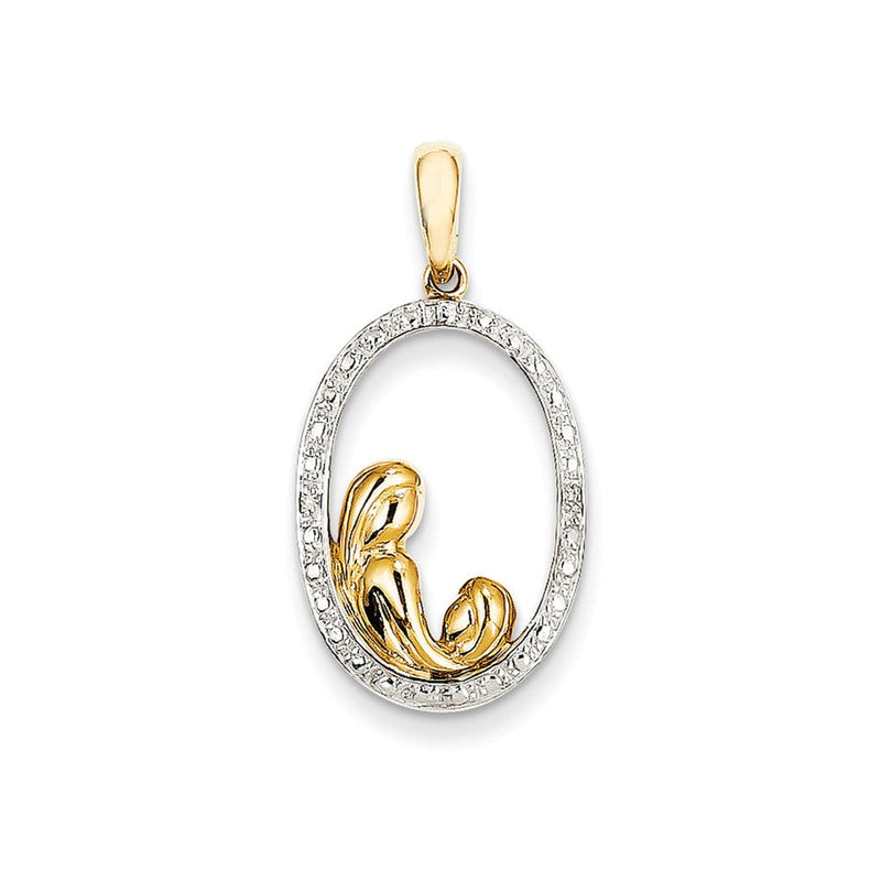 14K Gelbgold Diamant Mutter-und-Kind-Anhänger