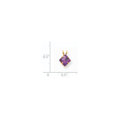 14K Gelbgold Anhänger mit Amethyst im Princess-Schliff, 6 mm