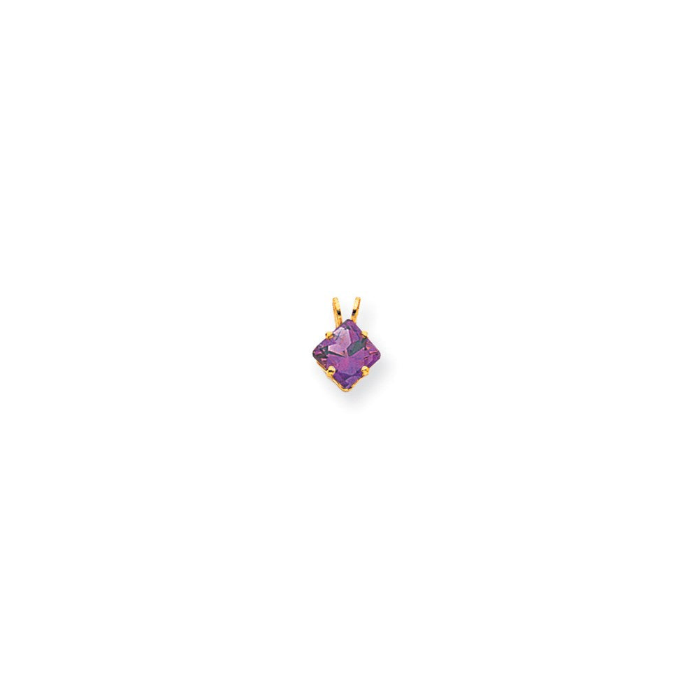 14K Gelbgold Anhänger mit Amethyst im Princess-Schliff, 6 mm
