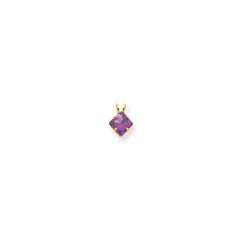 14K Gelbgold Anhänger mit Amethyst im Princess-Schliff, 6 mm