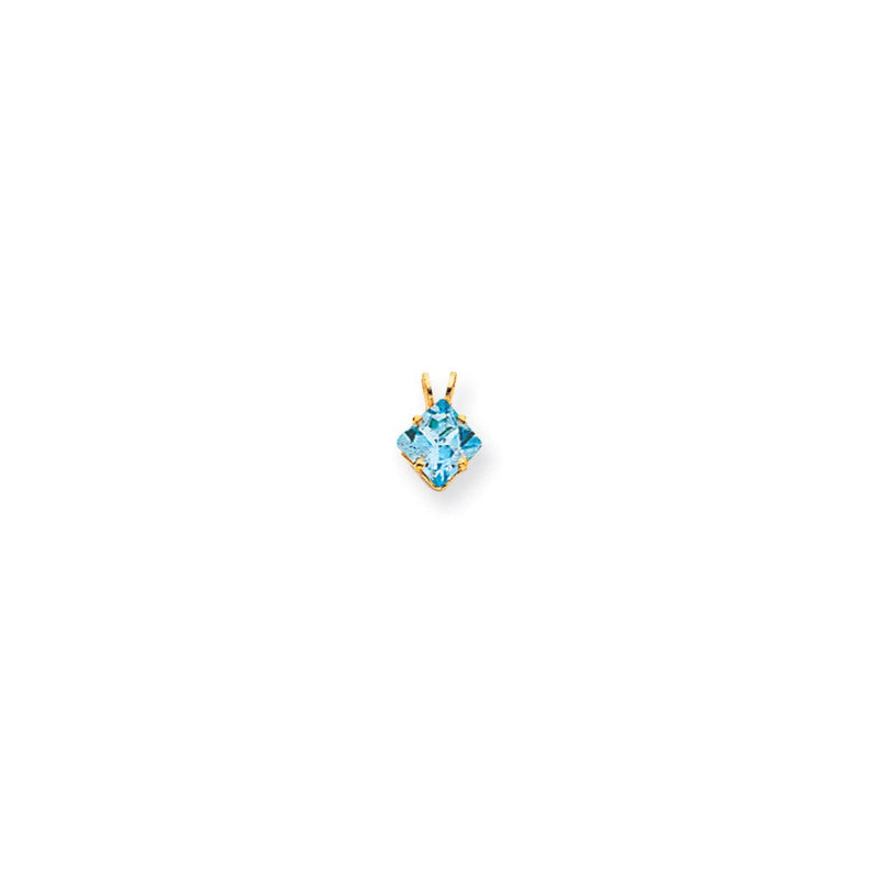 14K Gelbgold Anhänger mit 6 mm Blautopas im Prinzess-Schliff