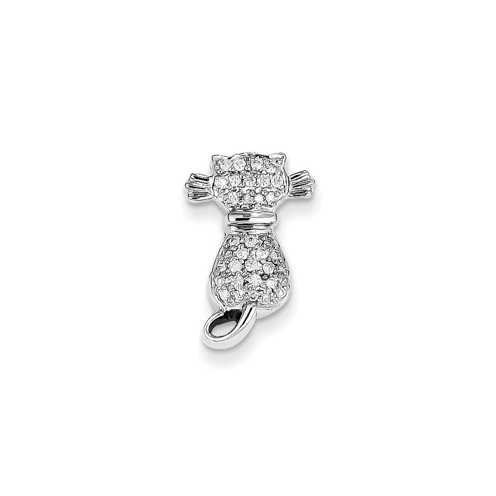 14K Weißgold Anhänger/Gleitanhänger Katze mit 0,2 ct. echten Diamanten