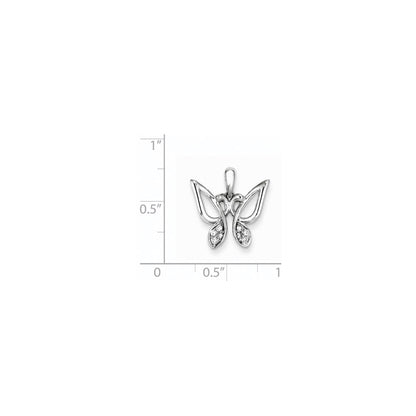 14K Weißgold & Echtdiamant-Schmetterling-Anhänger
