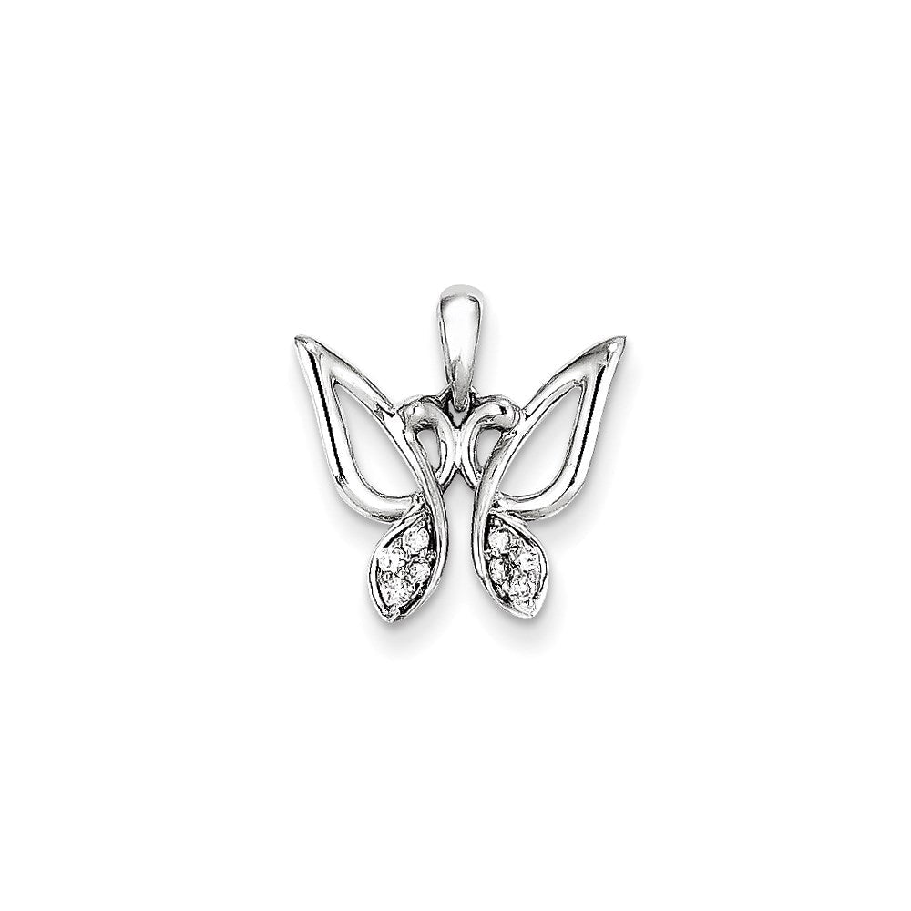 14K Weißgold & Echtdiamant-Schmetterling-Anhänger