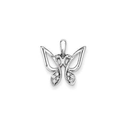 14K Weißgold & Echtdiamant-Schmetterling-Anhänger