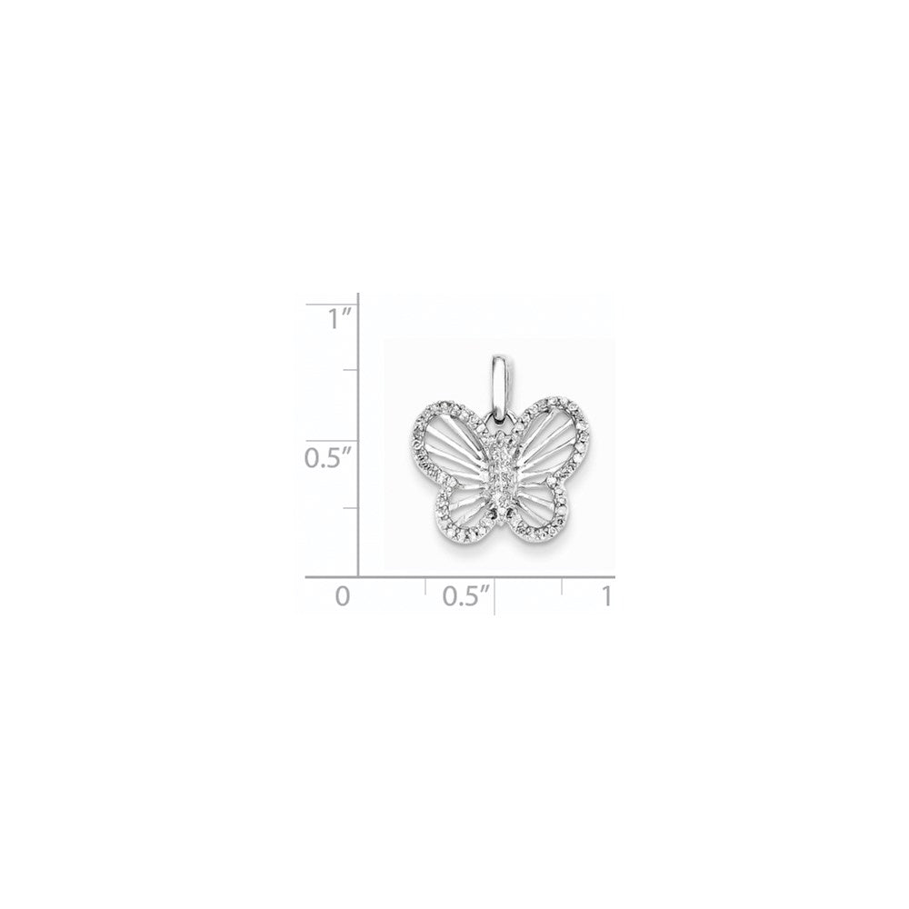 14K Weißgold Schmetterling-Anhänger mit 0,19 ct. echten Diamanten