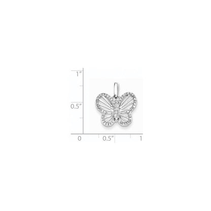 14K Weißgold Schmetterling-Anhänger mit 0,19 ct. echten Diamanten