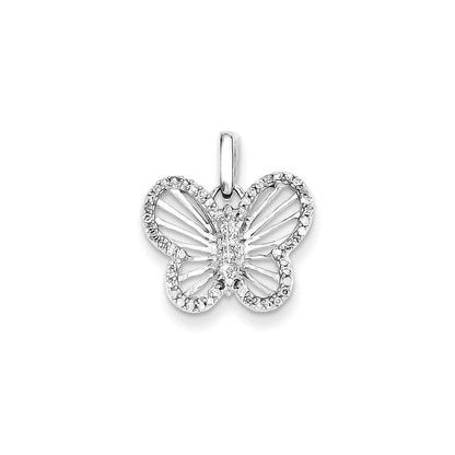 14K Weißgold Schmetterling-Anhänger mit 0,19 ct. echten Diamanten
