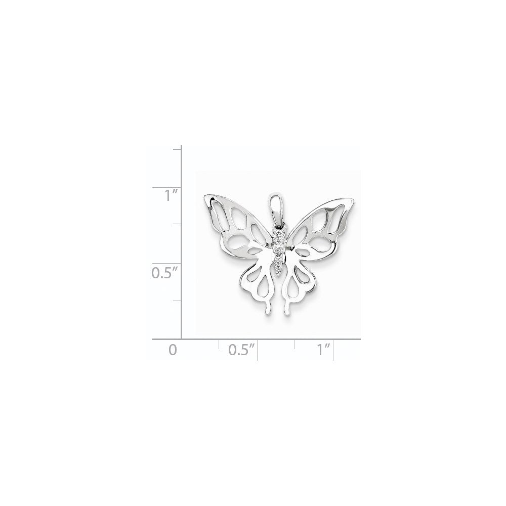 14K Weißgold Diamant-Schmetterlingsanhänger