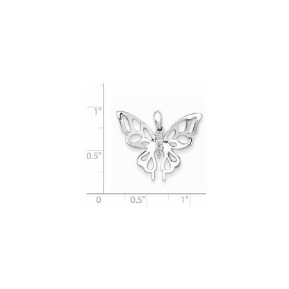 14K Weißgold Diamant-Schmetterlingsanhänger