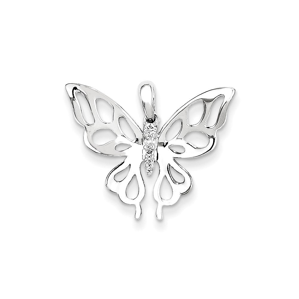 14K Weißgold Diamant-Schmetterlingsanhänger