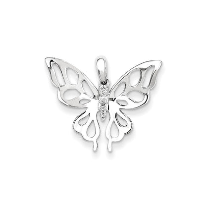 14K Weißgold Diamant-Schmetterlingsanhänger