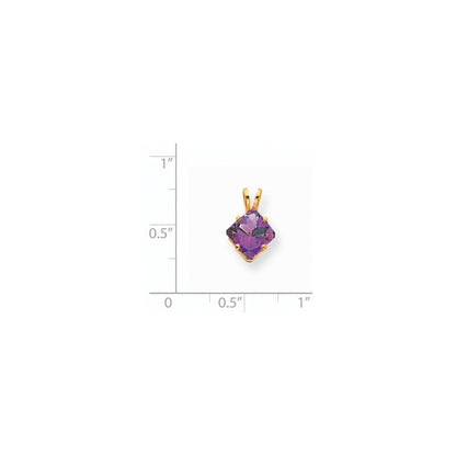 14K Gelbgold Anhänger mit 7 mm Amethyst im Princess-Schliff