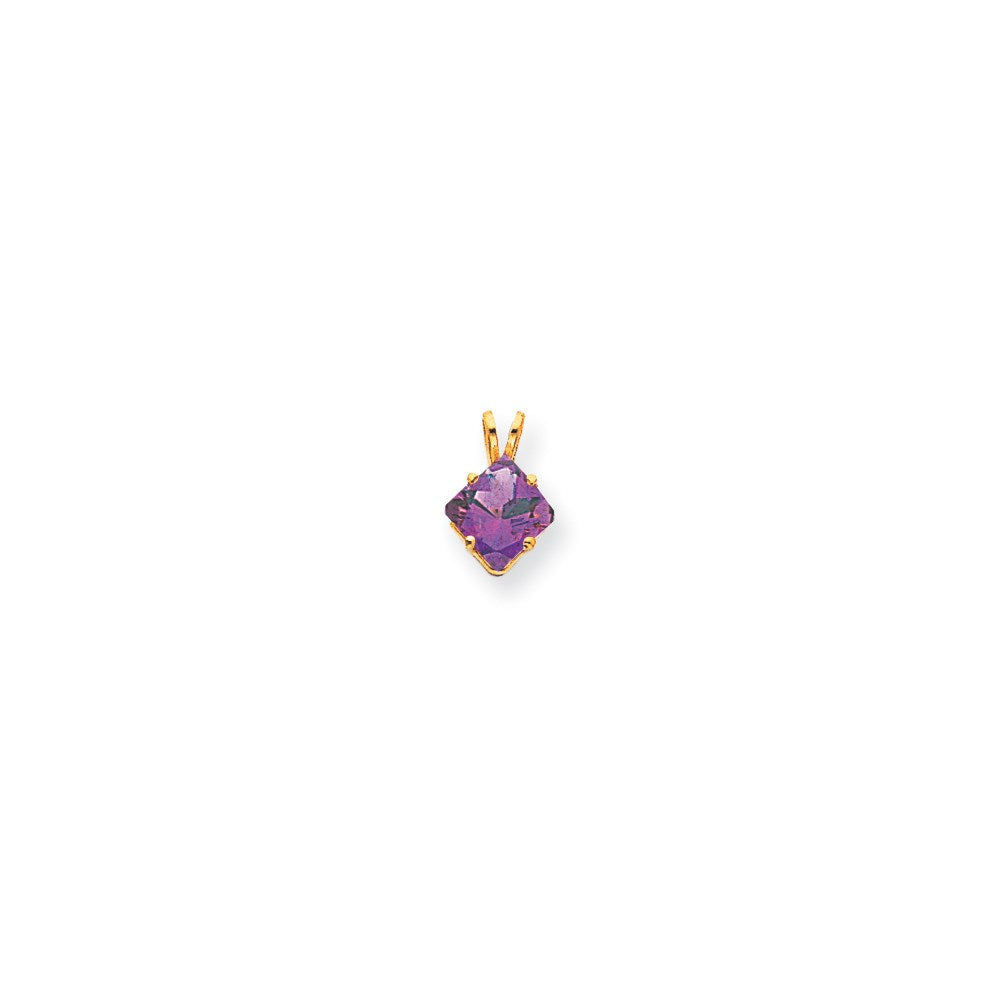 14K Gelbgold Anhänger mit 7 mm Amethyst im Princess-Schliff