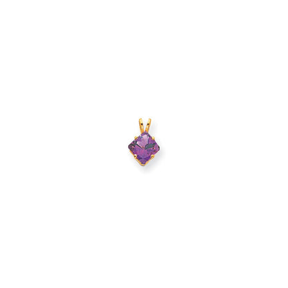 14K Gelbgold Anhänger mit 7 mm Amethyst im Princess-Schliff