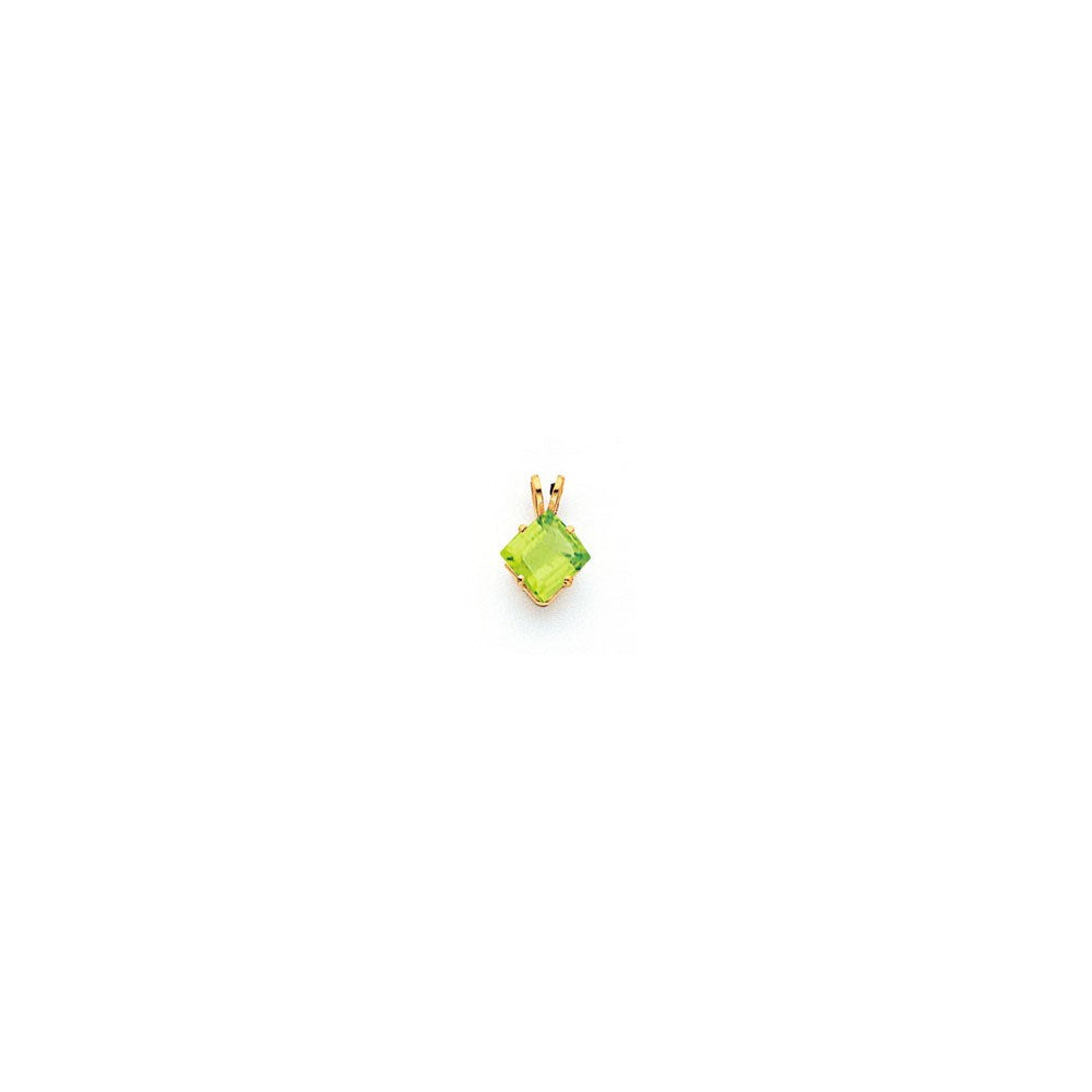 14K Gelbgold Anhänger mit 7 mm Peridot im Princess-Schliff