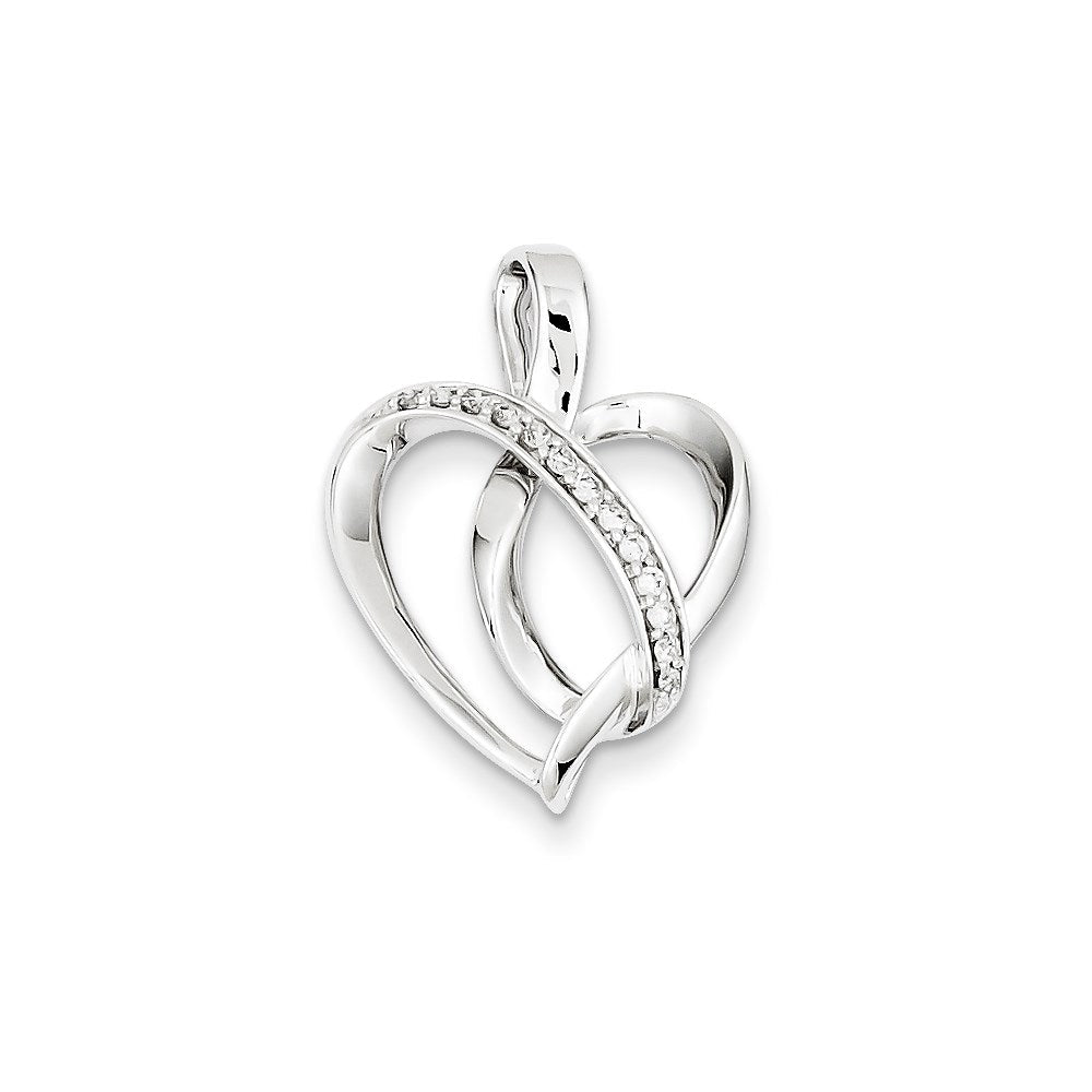 14K Weißgold Echt Diamant Herz Kette Anhänger