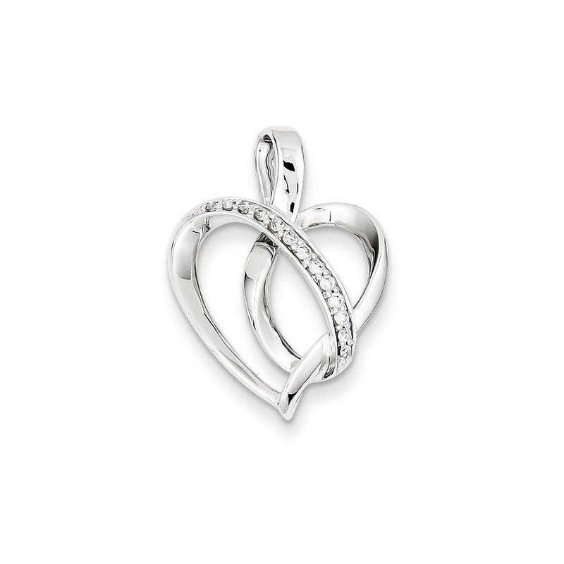 14K Weißgold Echt Diamant Herz Kette Anhänger