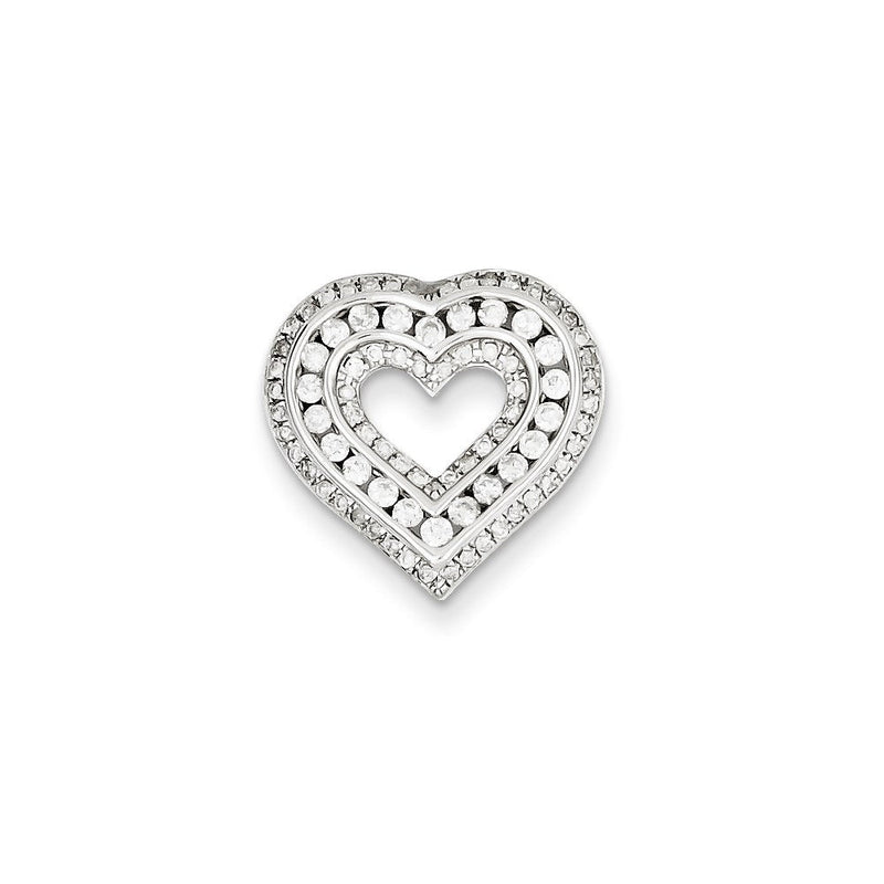 14K Weißgold Herzanhänger mit 0,5 ct. echten Diamanten, Gleitanhänger