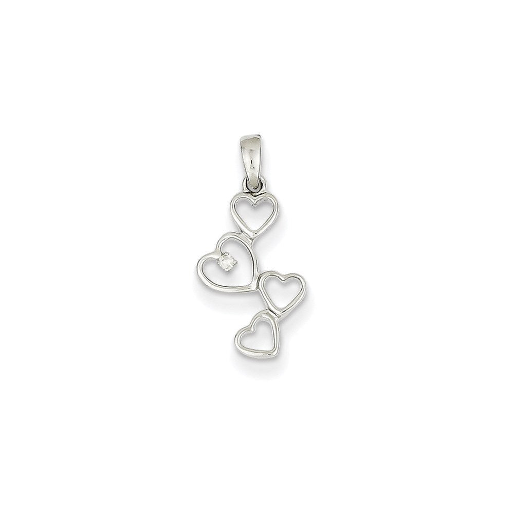 14K Weißgold Herzanhänger mit echtem Diamant