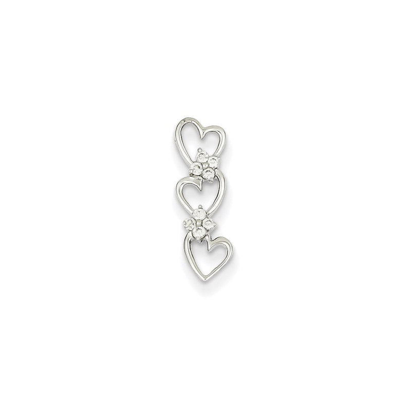 14K Weißgold Dreifach-Herz-Anhänger mit echten Diamanten