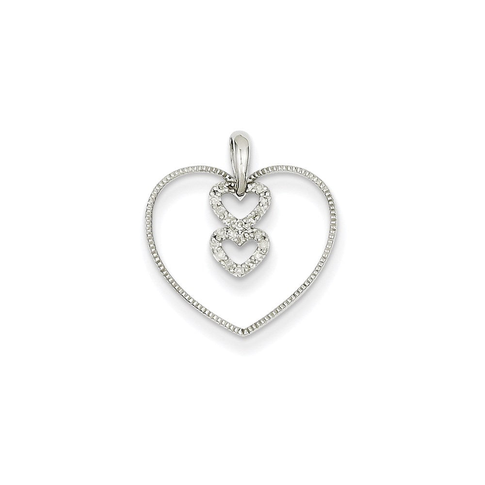 14K Weißgold Herzanhänger mit echtem Diamant