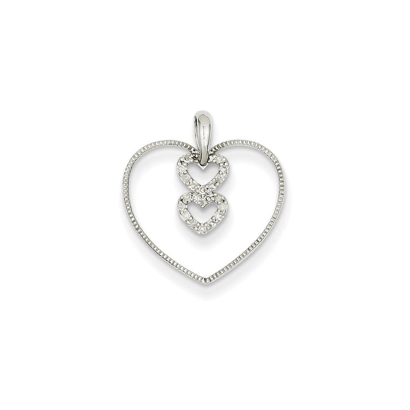 14K Weißgold Herzanhänger mit echtem Diamant