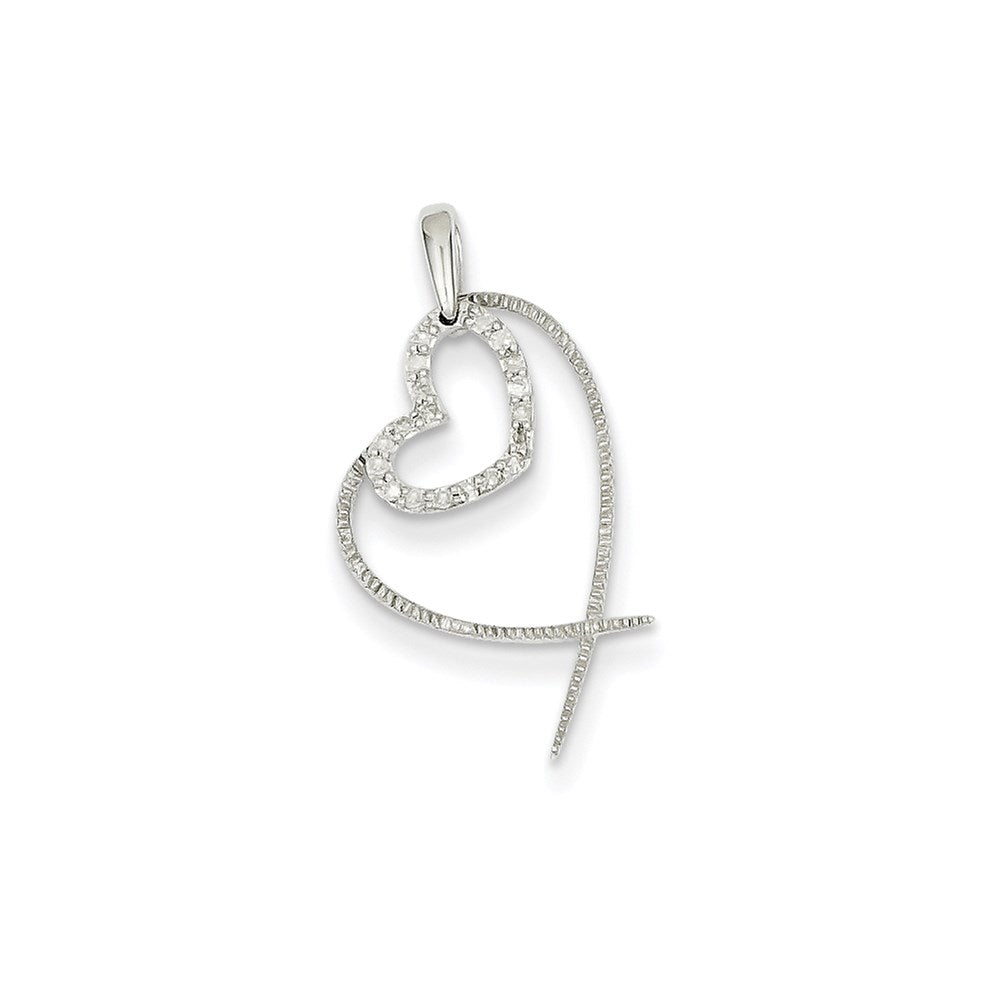 14K Weißgold Anhänger mit echtem Diamant