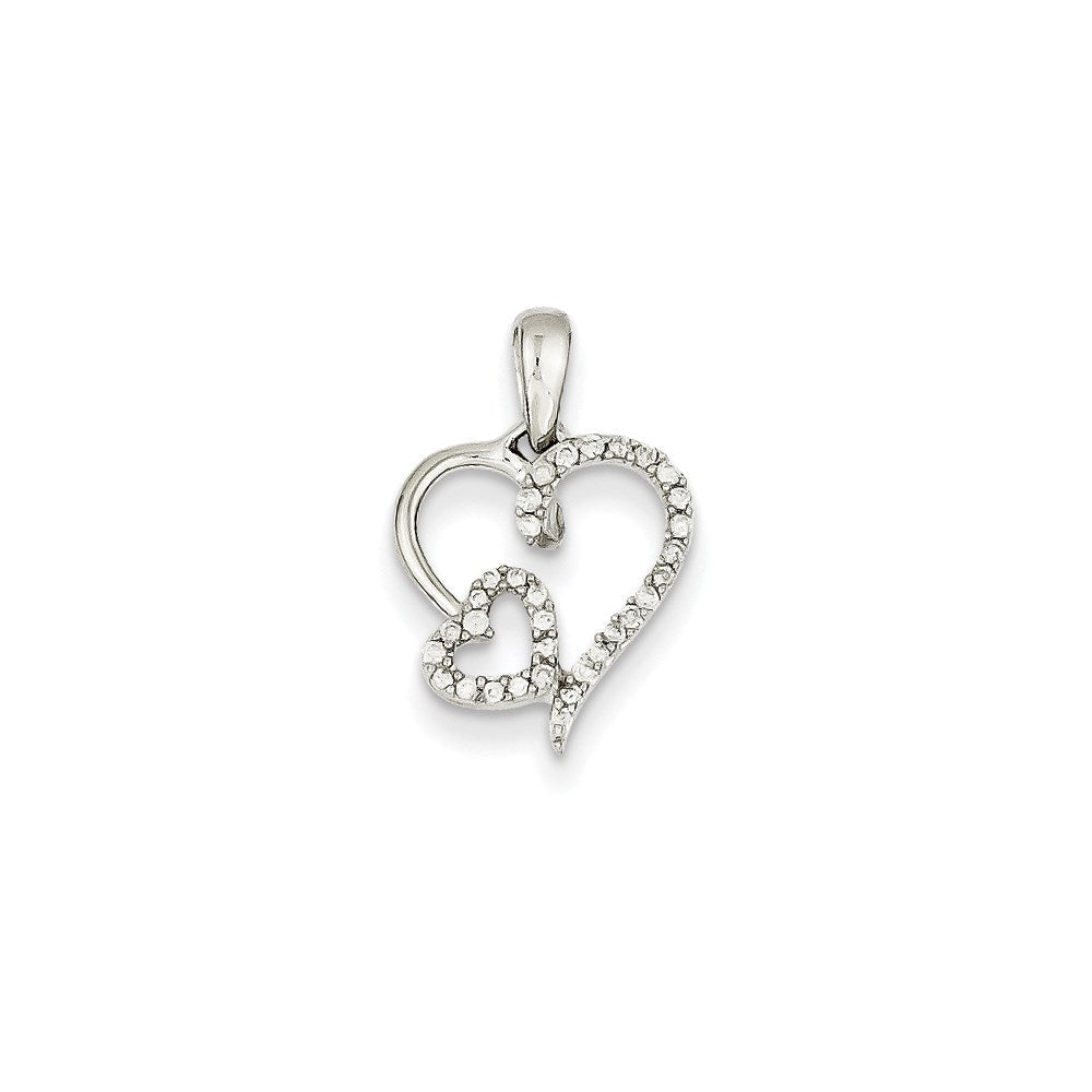 14K Weißgold Anhänger mit echtem Diamant