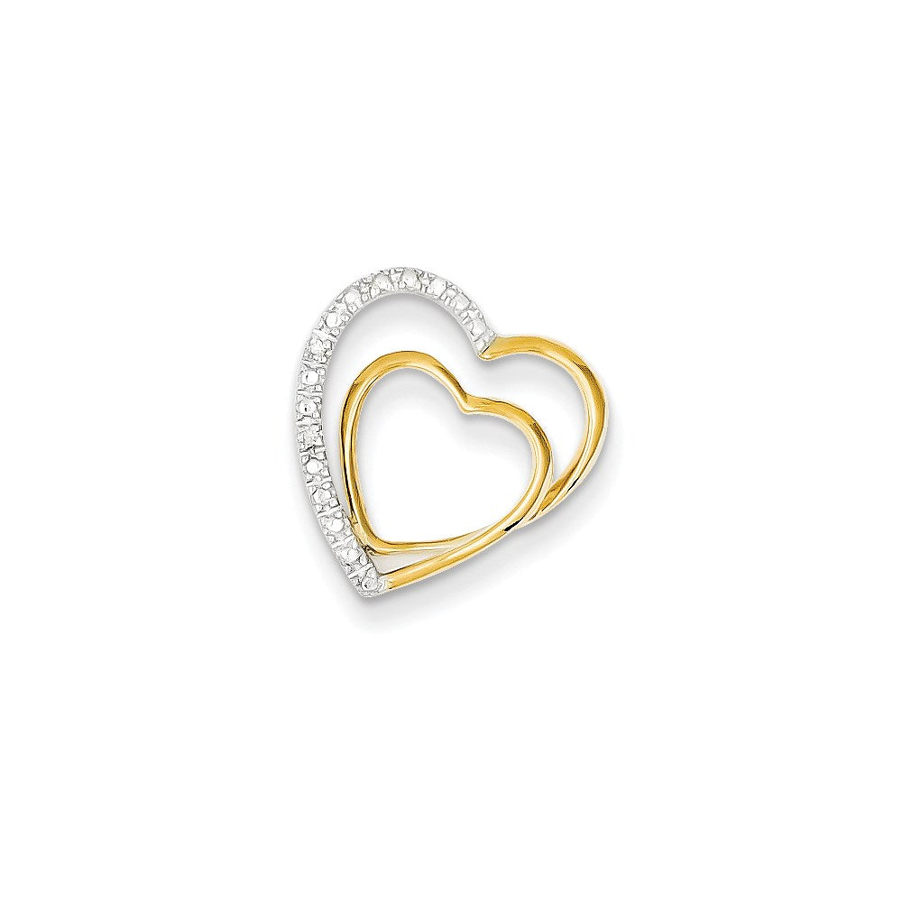 14K Gelbgold Echtdiamant-Doppelherz-Gleitanhänger