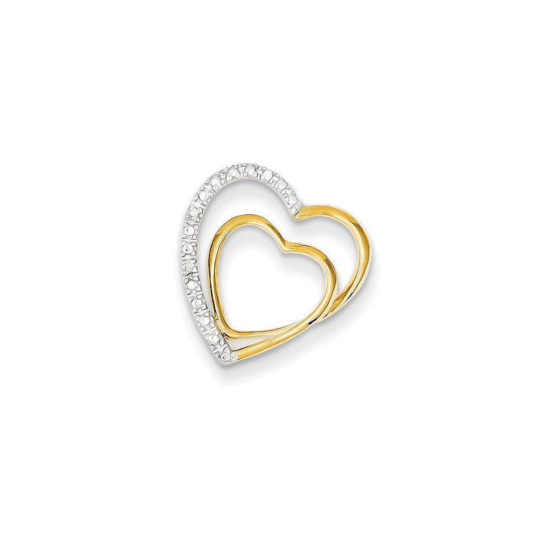 14K Gelbgold Echtdiamant-Doppelherz-Gleitanhänger