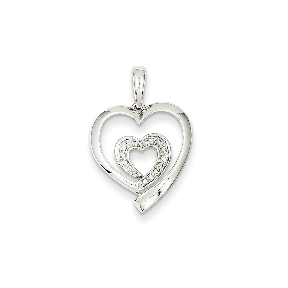 14K Weißgold Herzanhänger mit echtem Diamant