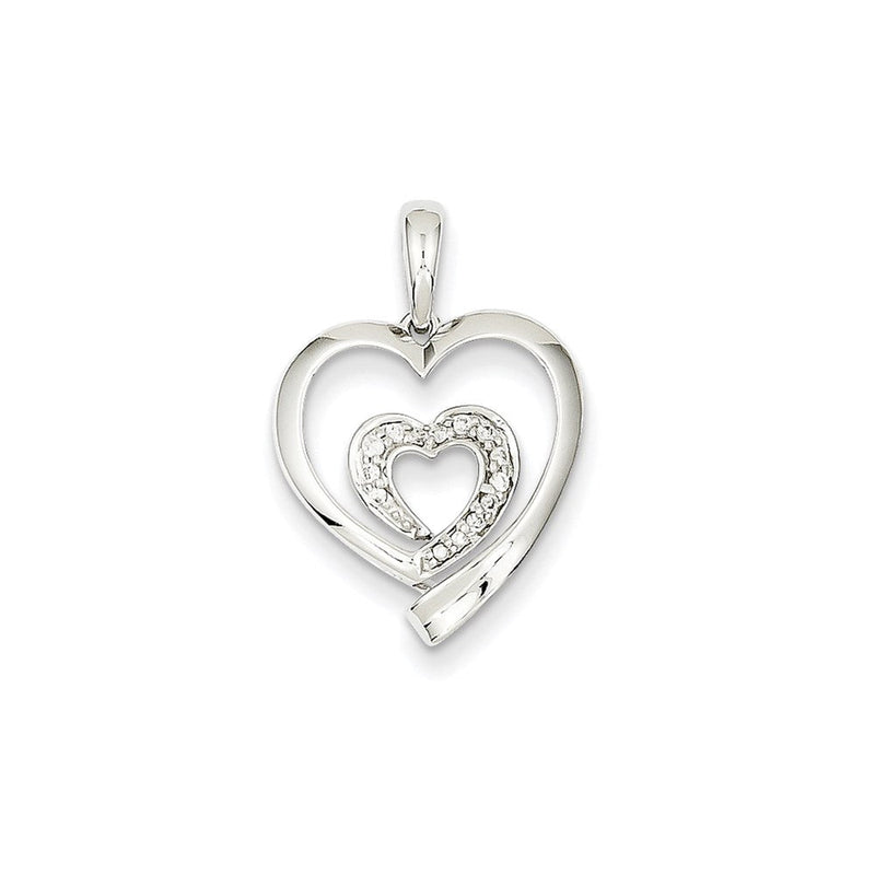 14K Weißgold Herzanhänger mit echtem Diamant