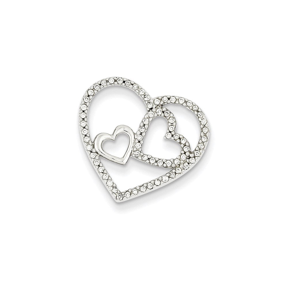 14K Weißgold Echt Diamant Herzen Kette Anhänger
