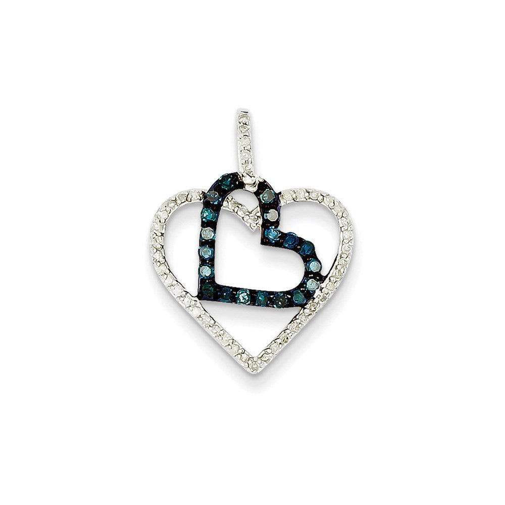 14K Weißgold Anhänger mit weißen und blauen Diamanten