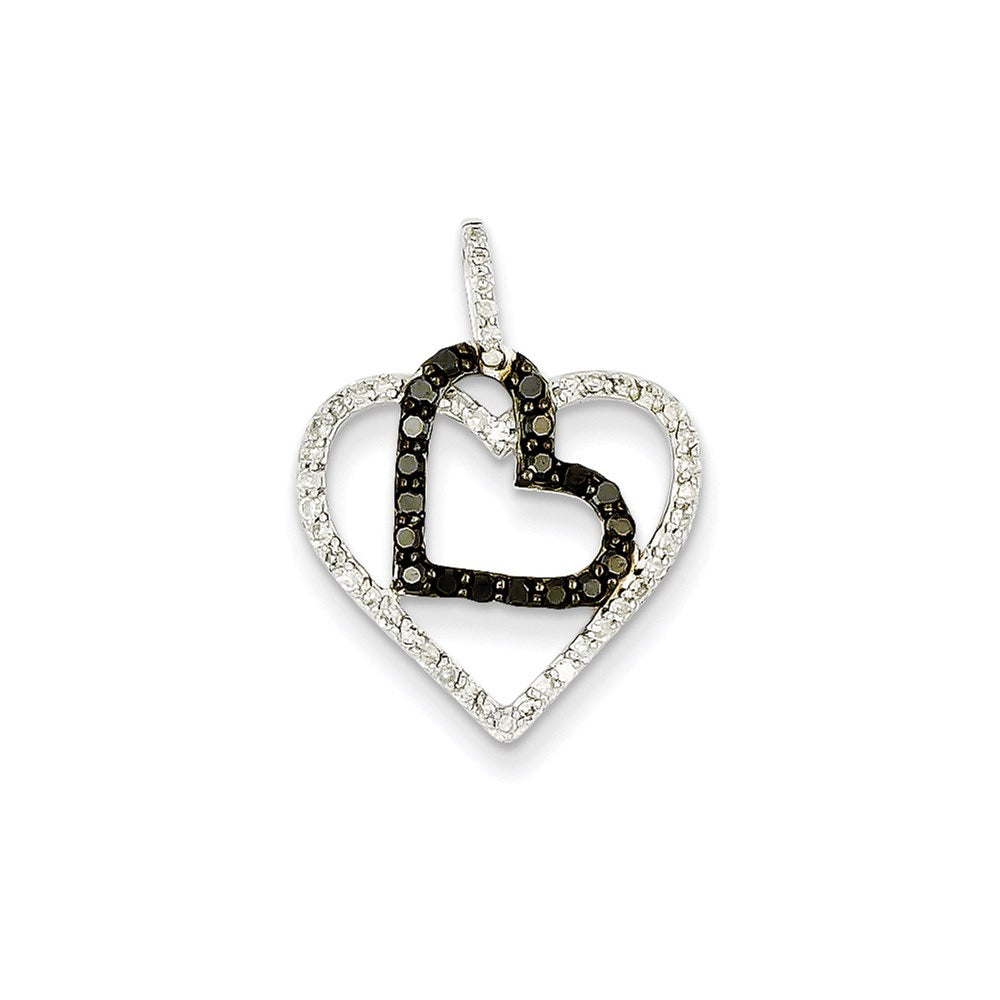 14K Weißgold Weiß- und Schwarzdiamant-Anhänger