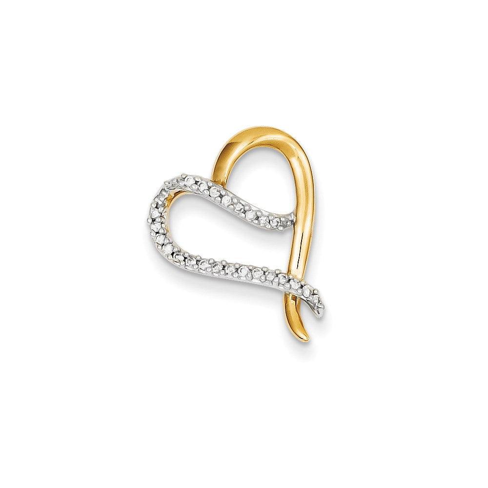 14K Gelbgold Herz-Anhänger mit echtem Diamant
