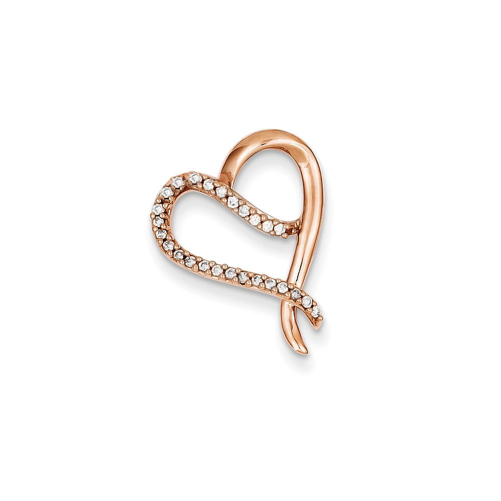 14K Roségold Echt Diamant Herz Kette Anhänger