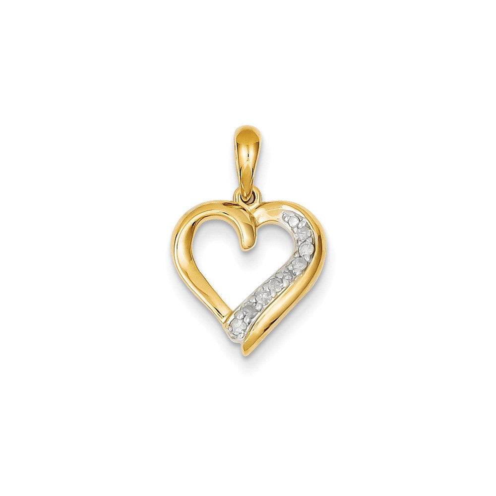 14K Gelbgold Herz-Anhänger mit echten Diamanten