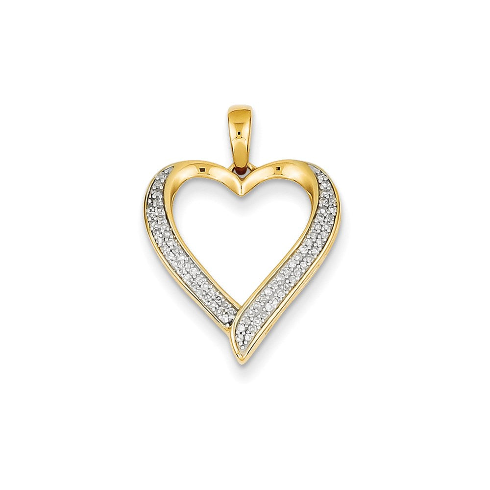 14K Gelbgold & Rhodium Herzanhänger mit echtem Diamant