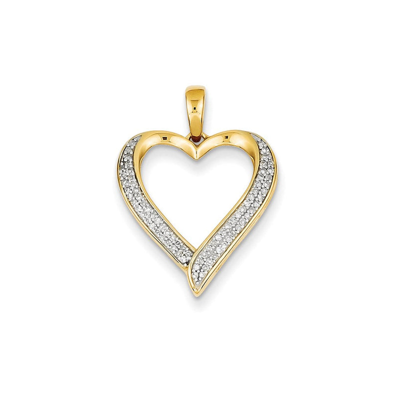 14K Gelbgold & Rhodium Herzanhänger mit echtem Diamant
