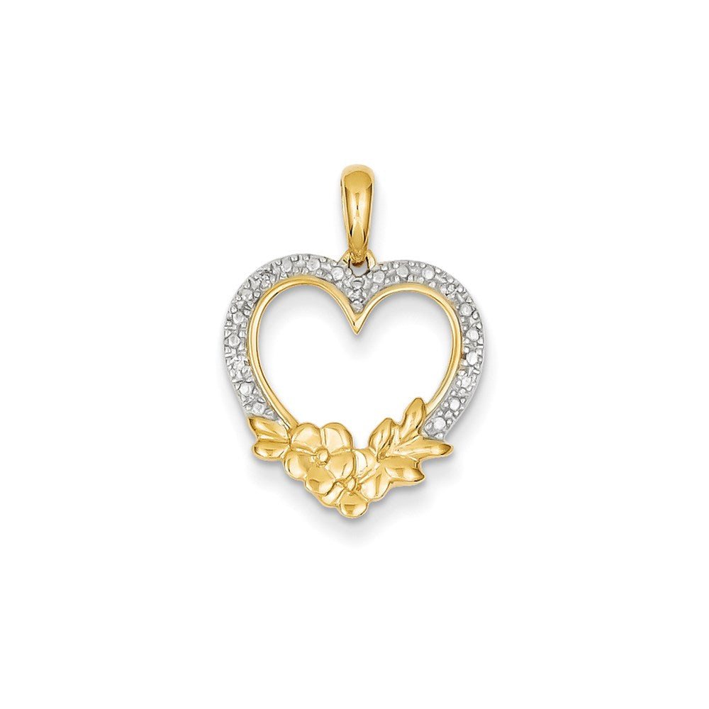 14K Gelbgold & Rhodium echter Diamant-Anhänger