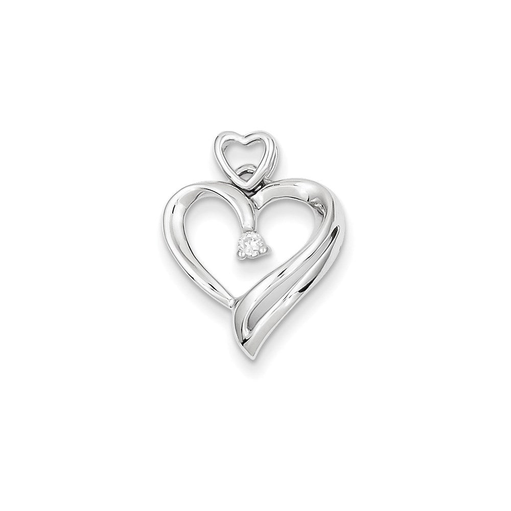 14K Weißgold Diamant-Herz-Anhänger